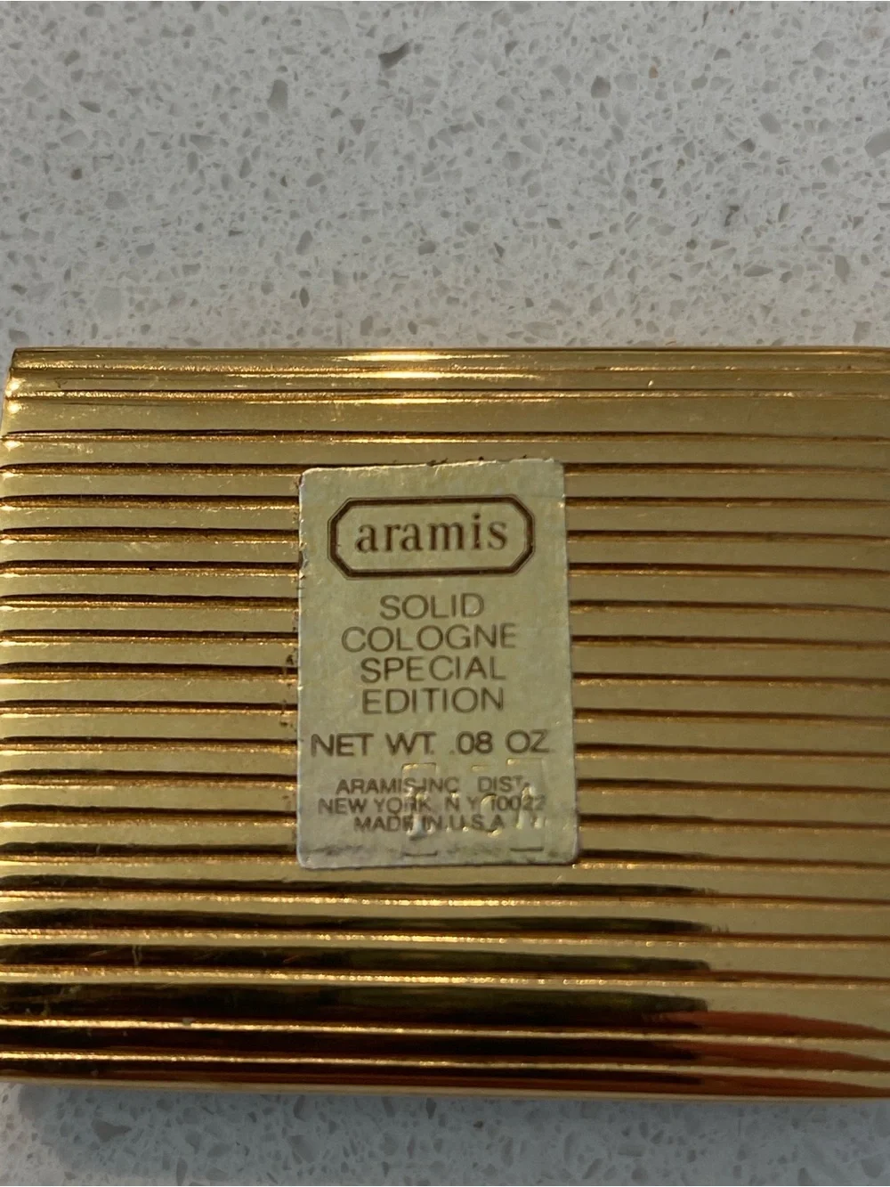 Aramis Gold Striped Solid Cologne Compact, 24K GOLD electroplated striated